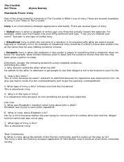 crucible act 3 standards focus irony answers PDF