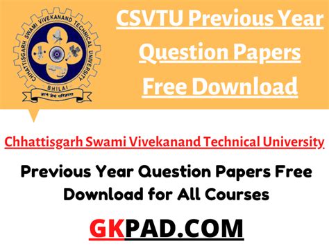 csvtu exam question papers Epub