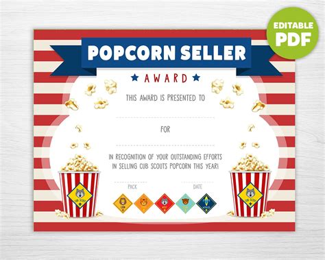 cub scout certificate template popcorn Doc