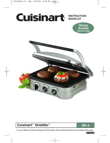 cuisinart griddler user manual PDF