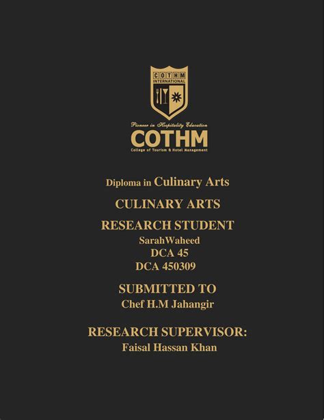 culinary arts research papers Reader