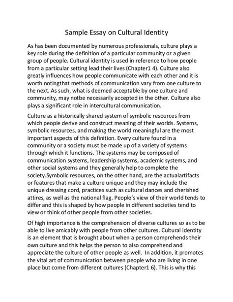 cultural identity paper sample PDF