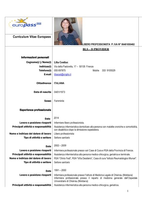 curriculum vitae europeo esempi Kindle Editon