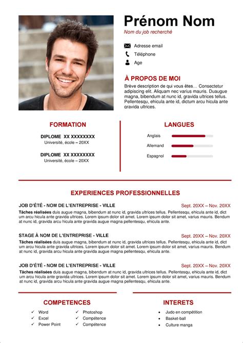 curriculum vitae exemples gratuit Doc