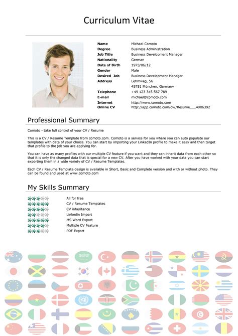 curriculum vitae sample formats Epub