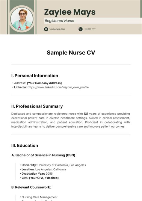 curriculum vitae samples for nurses Epub
