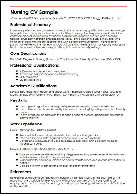 curriculum vitae samples nursing PDF