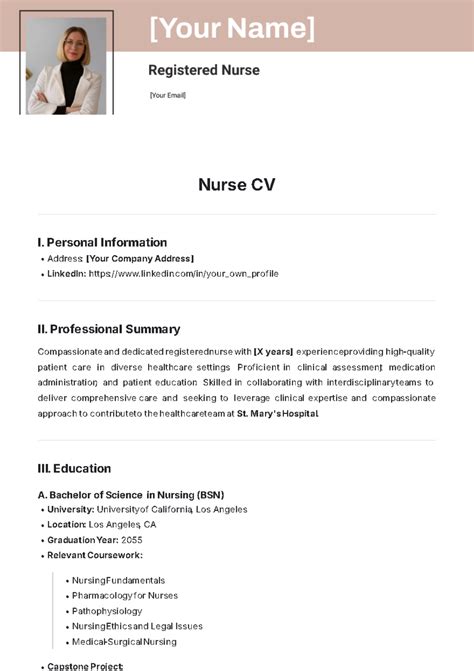 curriculum vitae template for nurses Doc