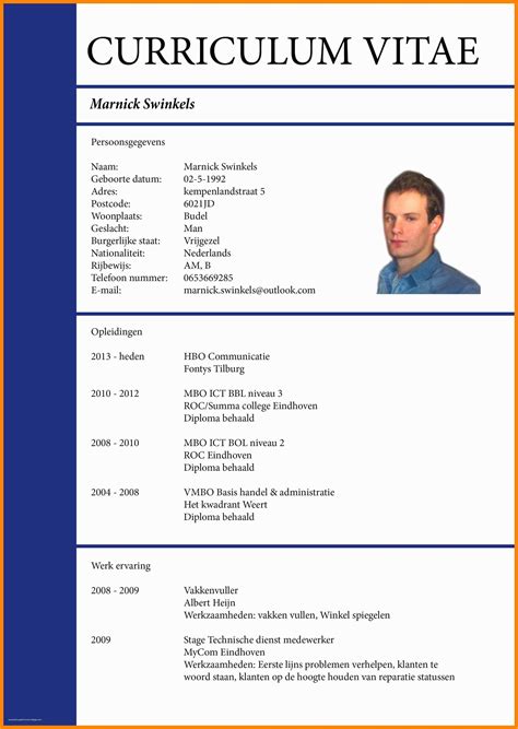 curriculum vitae template word free Epub