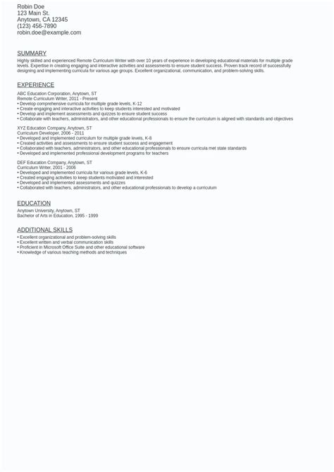 curriculum writing jobs remote