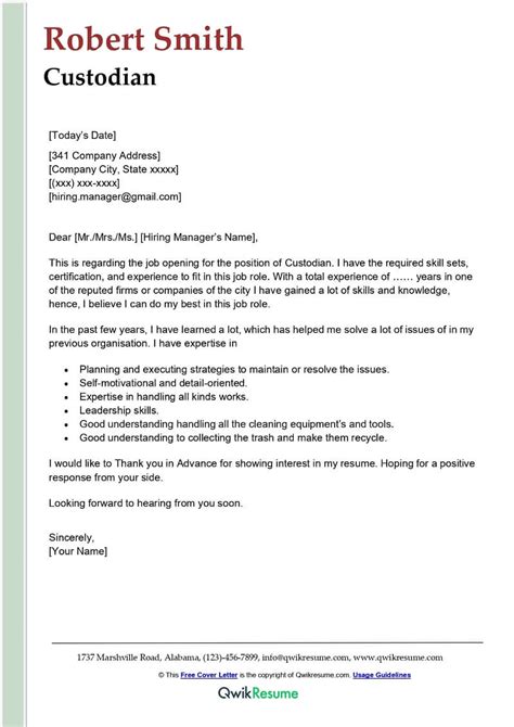 custodian letter of interest samples Doc