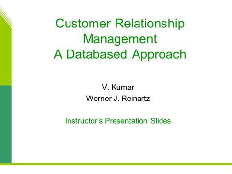 customer relationship management a databased approach Epub