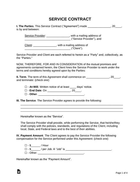 customer service contract form Doc