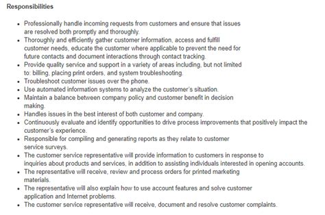 customer service executive roles and responsibilities Doc