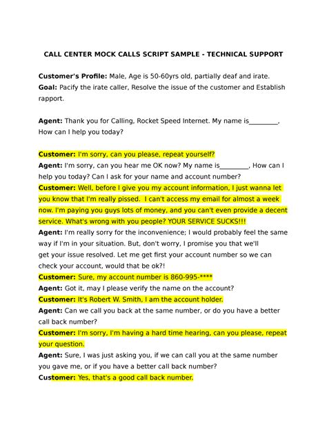 customer service phone call scripts PDF