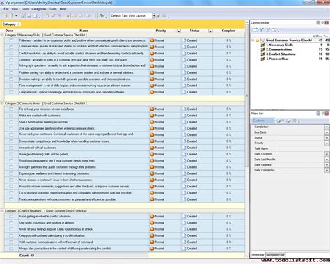 customer service task list Doc