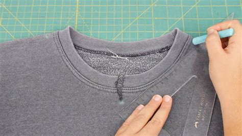 cut neckline of sweatshirt