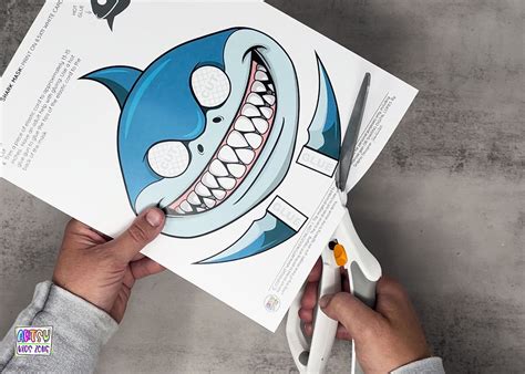 cut out shark mask template PDF