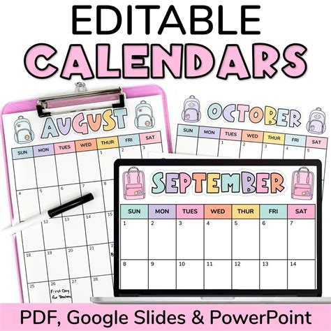 cute teacher calendar template Doc