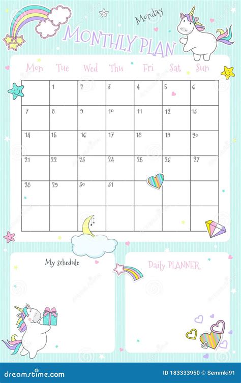 cute unicorn rainbow 2016 monthly planner Epub