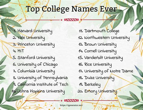 cute university names