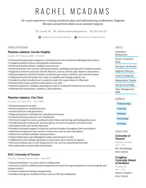 Cv Template Physician Assistant