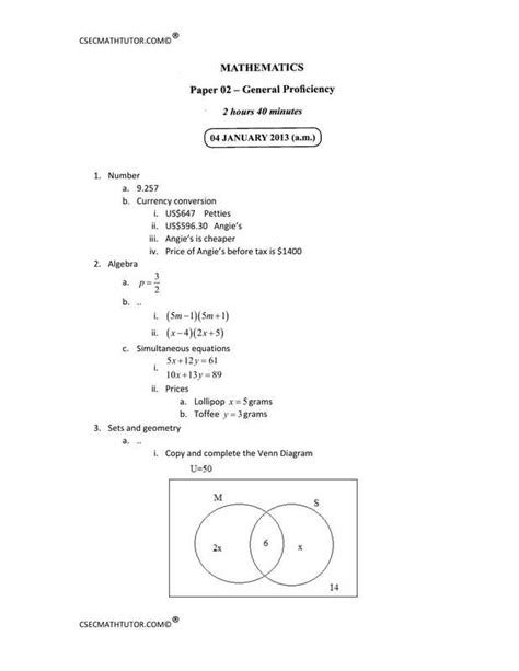 cxc maths past papers january 2013 Reader