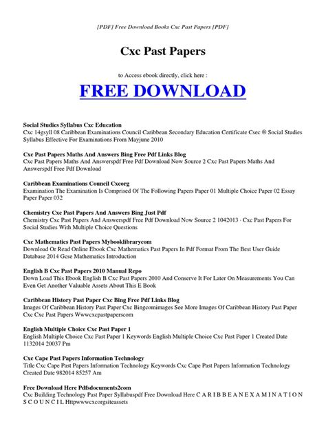 cxc mechanical engineering past papers PDF