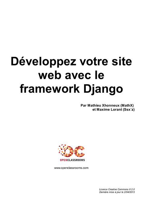 d veloppez votre site framework django PDF