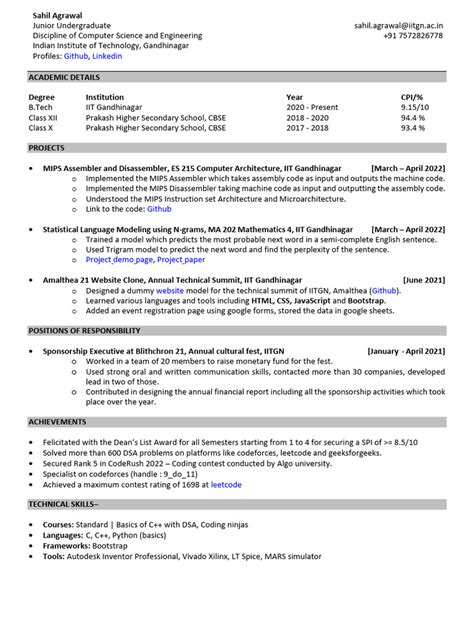 d.e. shaw resume example
