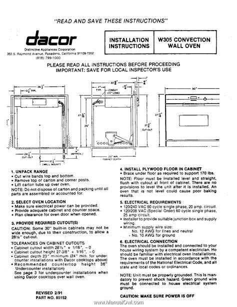 dacor convection oven manual Epub