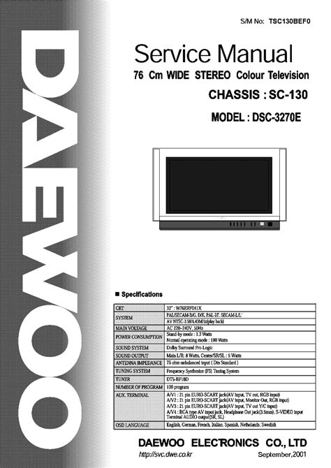 daewoo dsc 3270e chassis sc 130 service manual user guide PDF