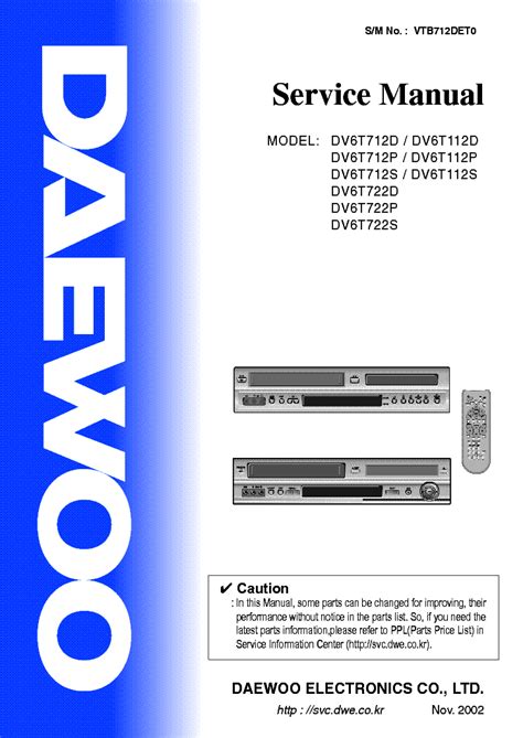 daewoo dv6t112d dv6t712d dv6t22d p s service manual user guide Kindle Editon