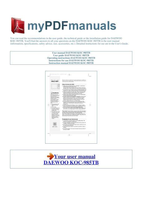 daewoo koc 984t 985t user guide Doc