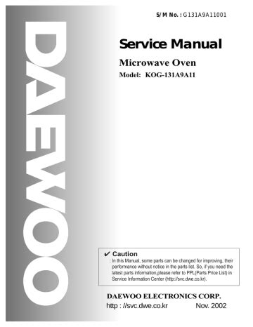 daewoo kog 131a9a11 service manual user guide PDF