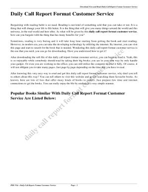 daily call report format customer service Reader