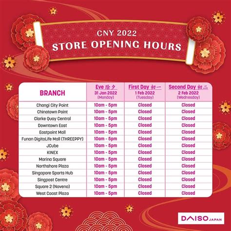 daiso opening hours chinese new year