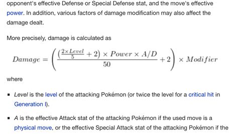 damage calculation pokemon