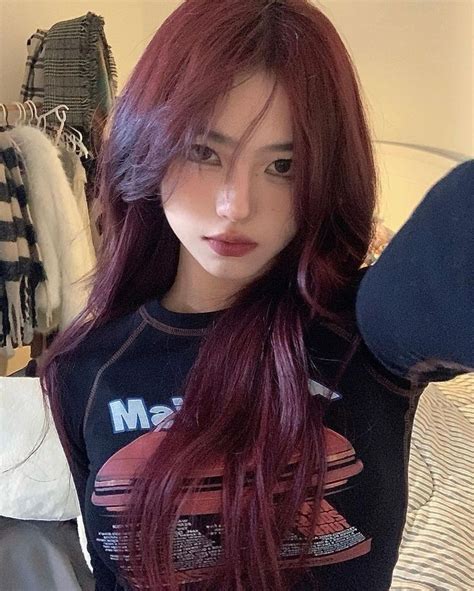 dark red asian hair