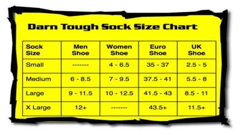 Darn Tough Socks Size Chart