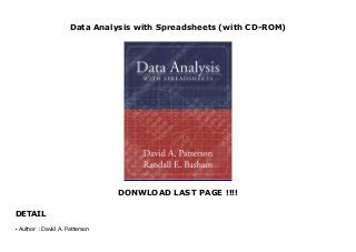 data analysis with spreadsheets with cd rom Reader