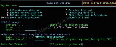 Data Set Not Cataloged Mainframe