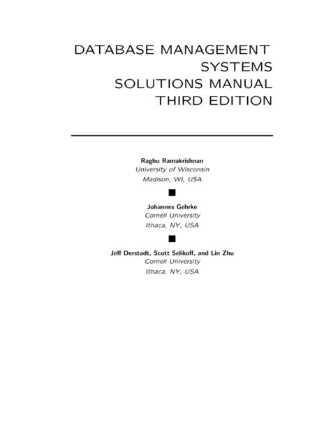 database management systems solutions manual third edition Epub