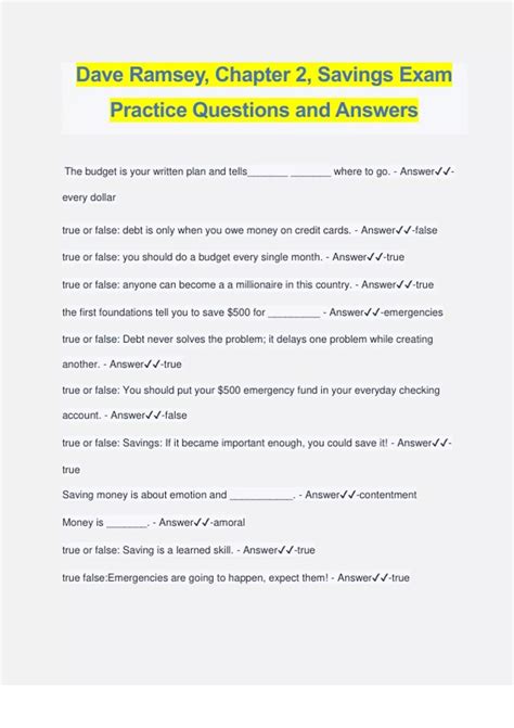 dave ramsey chapter 2 test Reader