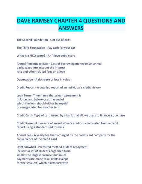 dave ramsey chapter 4 test c PDF