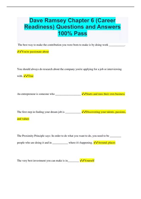dave ramsey chapter 6 answer key Reader