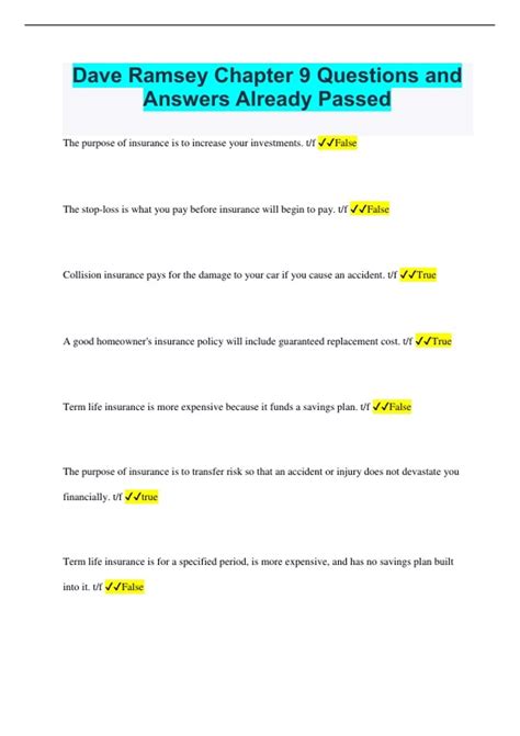 dave ramsey chapter 9 answers Epub