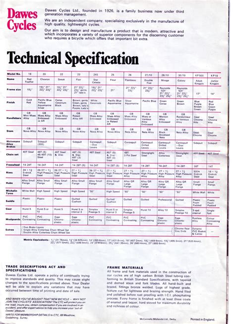 Dawes Cycles Catalogue