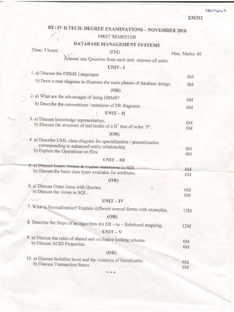 dbms model question paper Doc