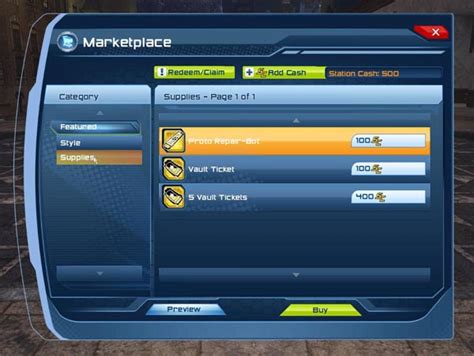 dcuo market place cash